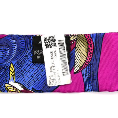 Hermes Silk Tree Of Song Twilly Fuchsia Bleu Rouge 2 of 4