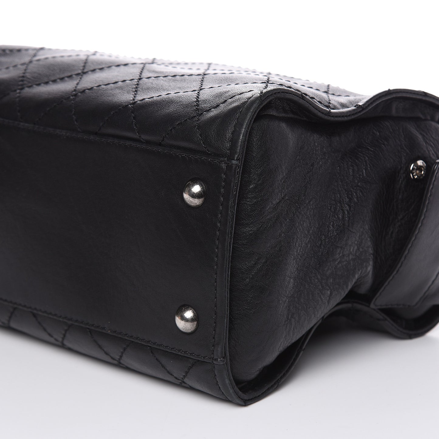 Calfskin Stitched Bowling Bag Black