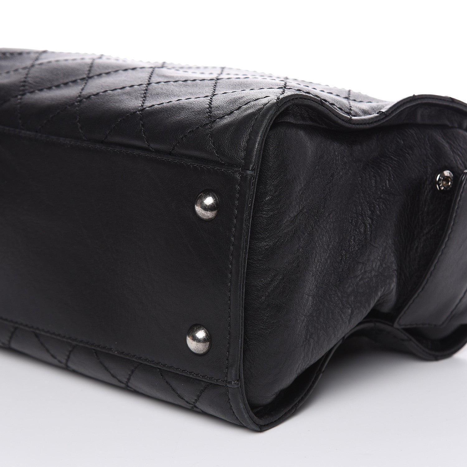Chanel Calfskin Stitched Bowling Bag Black 9 of 13