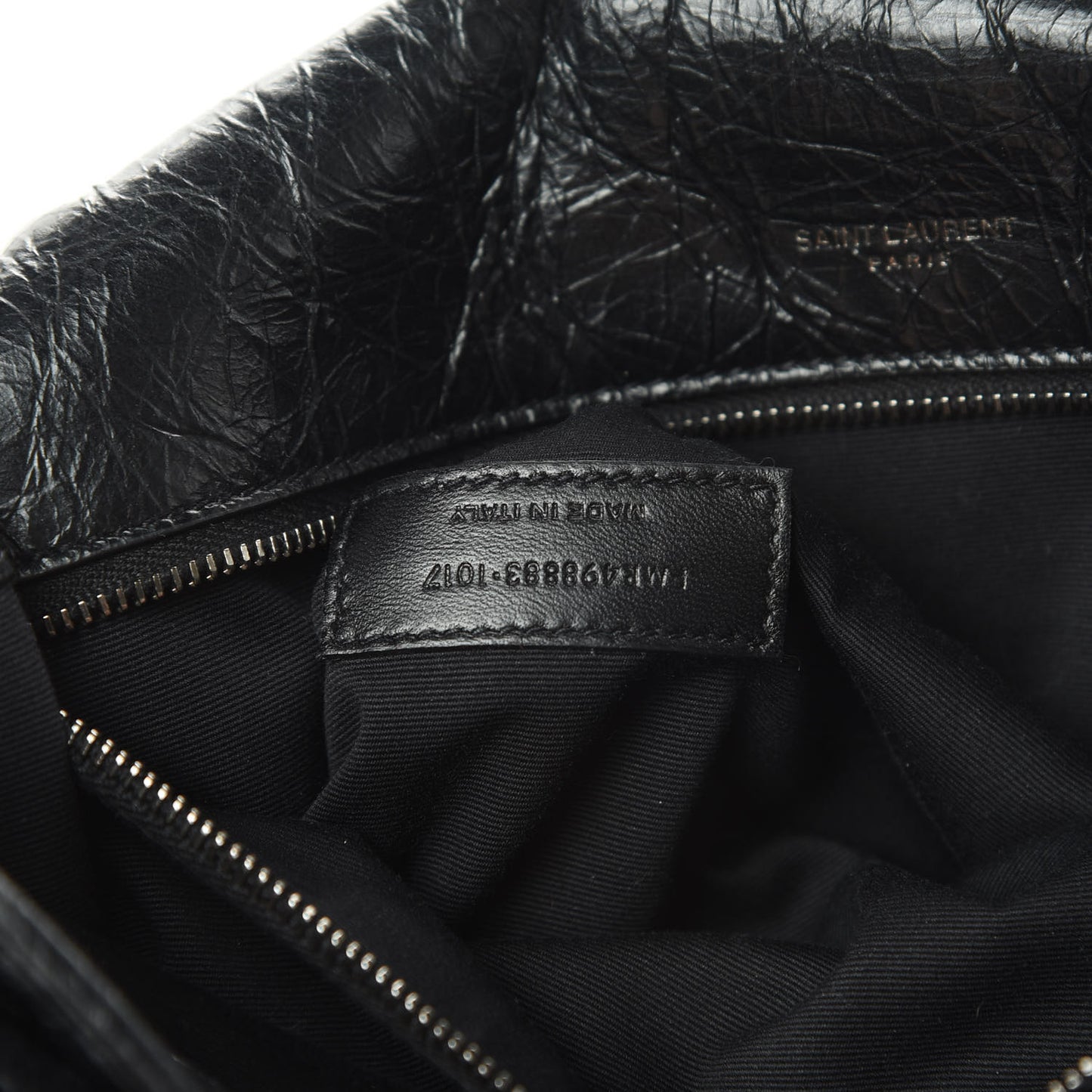 Crinkled Calfskin Matelasse Monogram Large Niki Chain Satchel Black