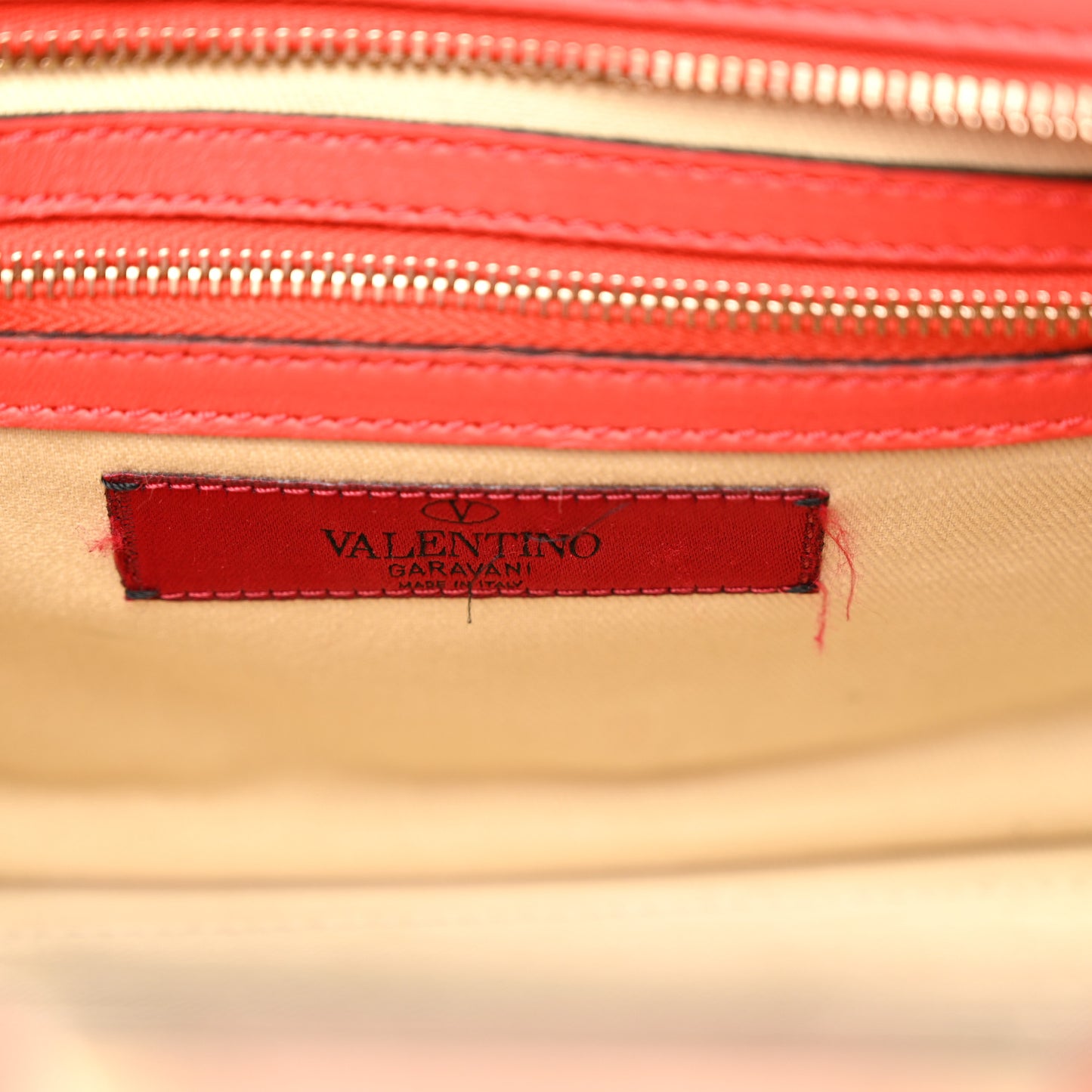 Vitello Small Rockstud Double Handle Tote Deep Orange