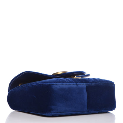 Gucci Velvet Matelasse Mini GG Marmont Shoulder Bag Cobalt Blue 4 of 7