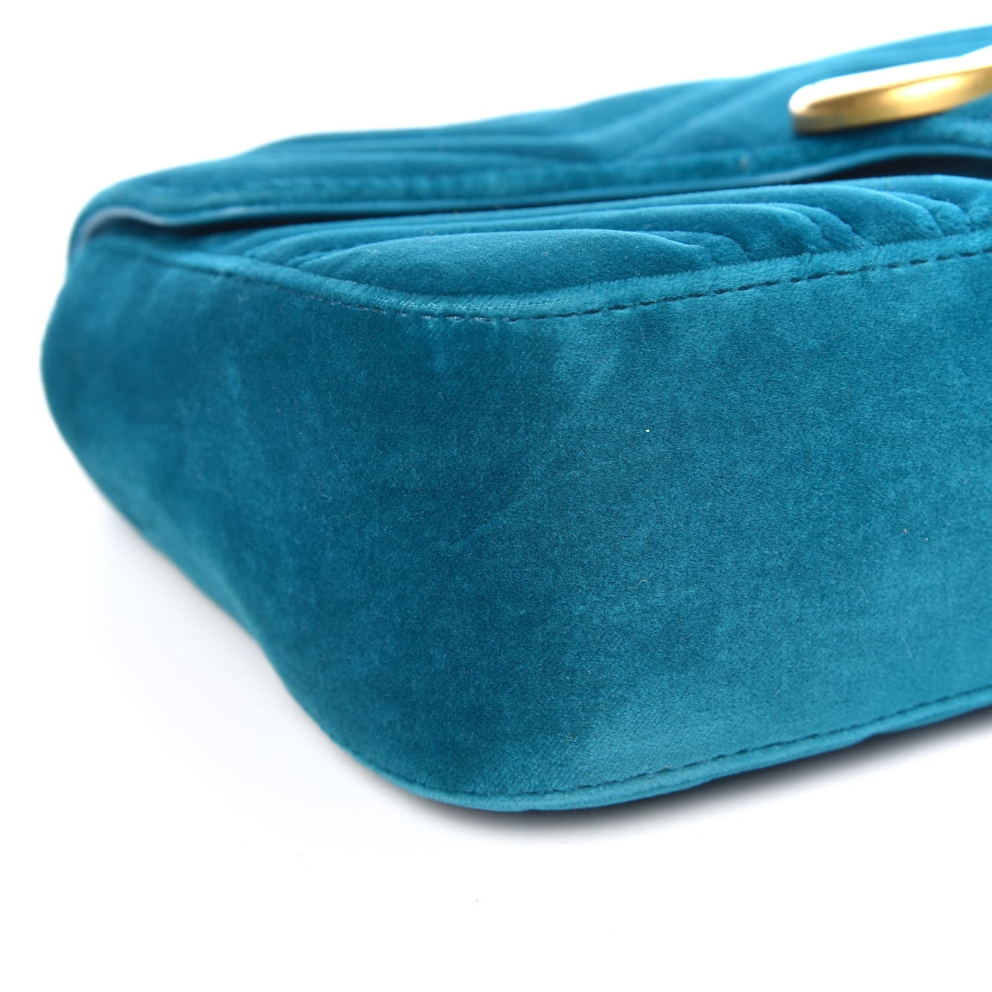 Velvet Matelasse Small GG Marmont Shoulder Bag Pavone Cyan