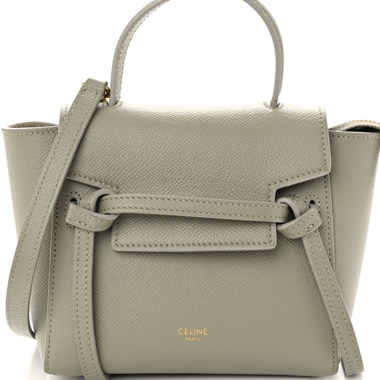 Grained Calfskin Pico Belt Bag Green Clay