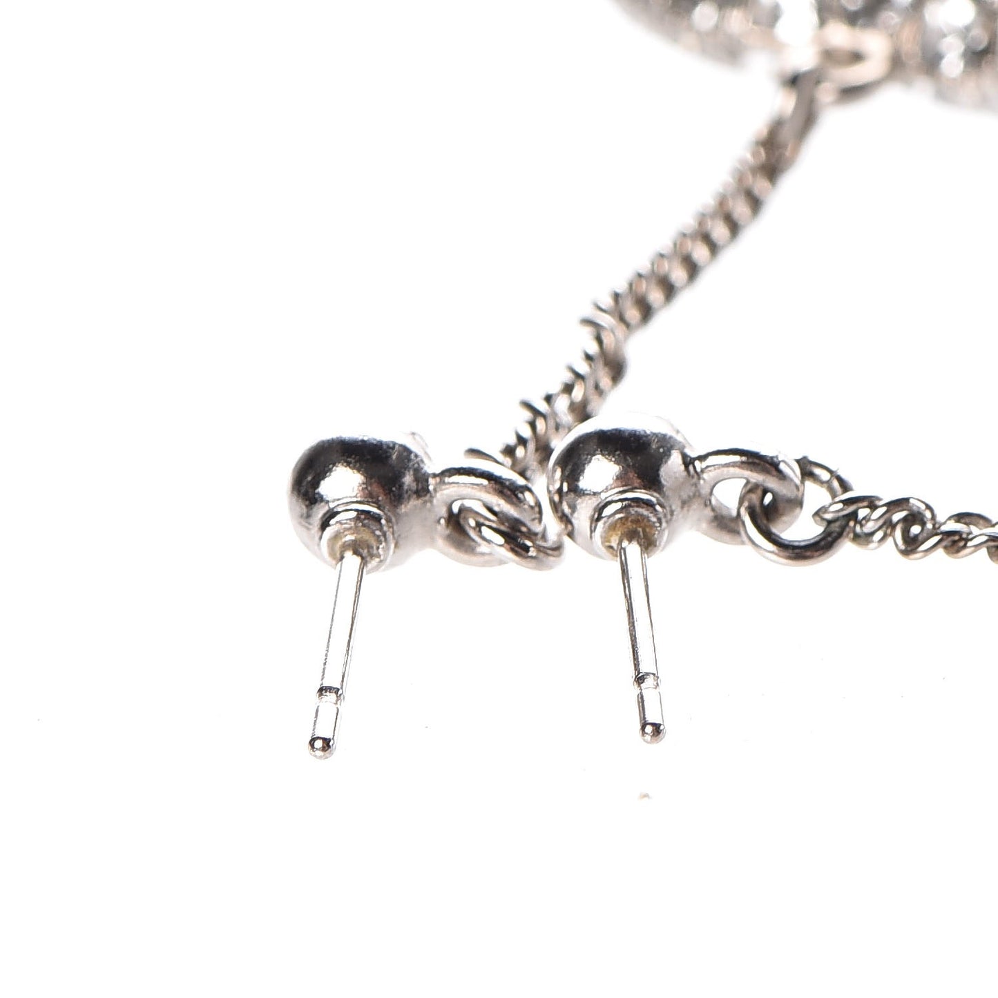 Baguette Crystal CC Dangle Earrings Silver