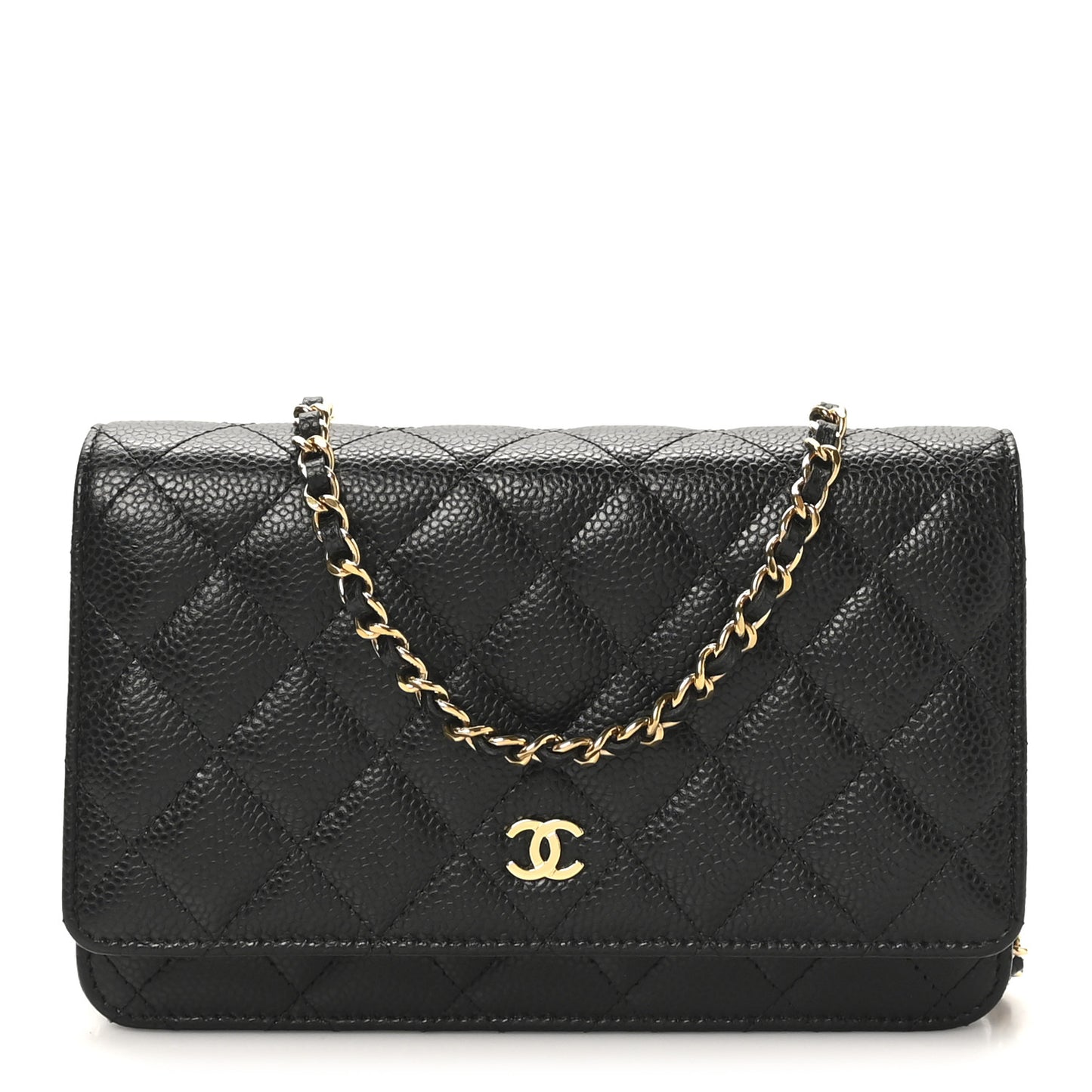 Caviar Quilted Wallet on Chain WOC Black