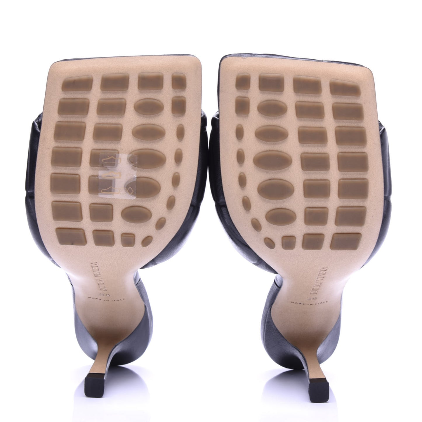 Nappa Quilted Rubber Lido Mule Sandals 38 Black