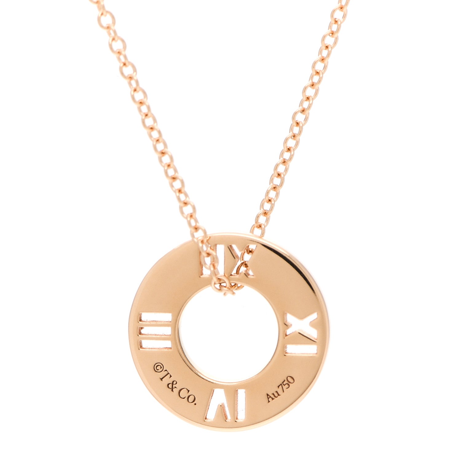 Tiffany 18K Rose Gold Diamond Atlas Pierced Pendant Necklace 4 of 5