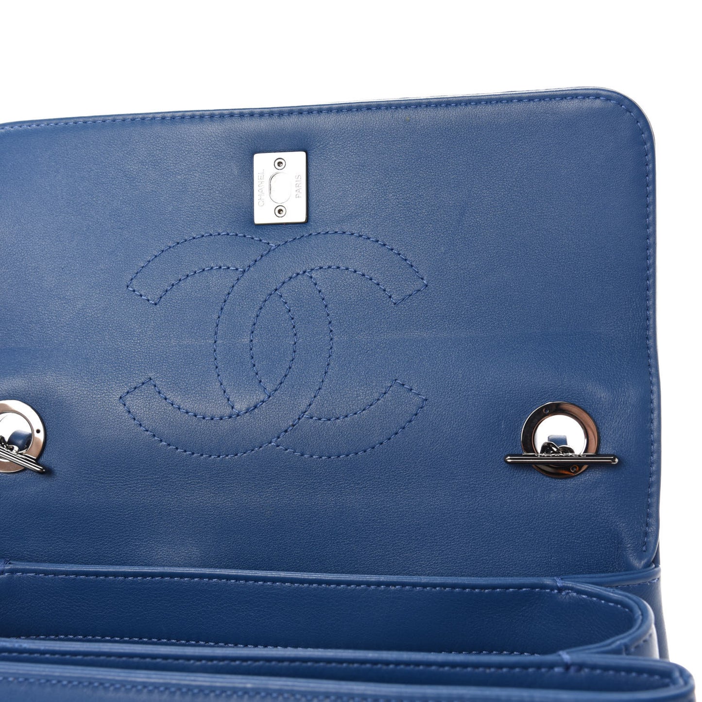 Calfskin Small Trendy CC Dual Handle Flap Bag Blue