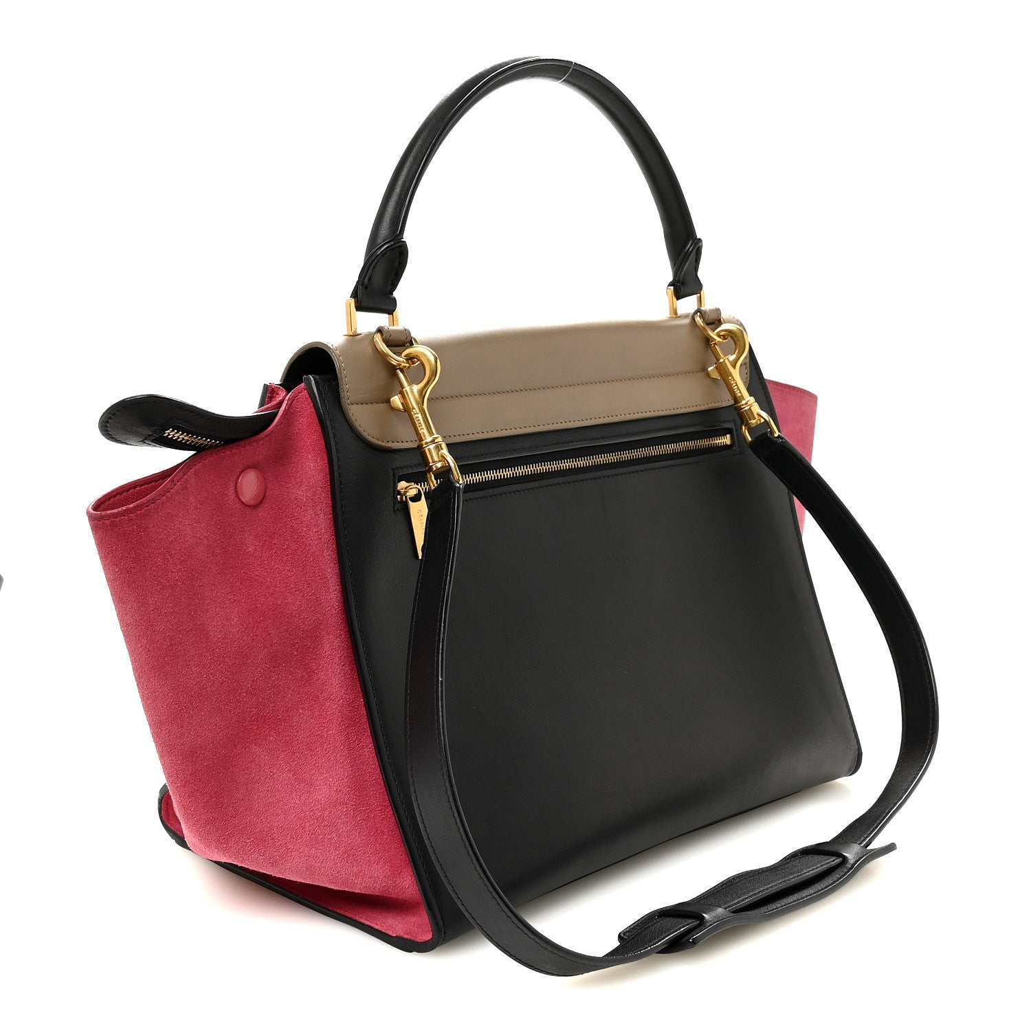 Celine Smooth Calfskin Suede Medium Tri-Color Trapeze Pink 3 of 9
