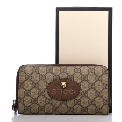 Gucci GG Supreme Monogram Neo Vintage Zip Around Wallet Beige Crop New Acero 8 of 8