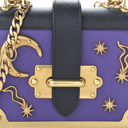 Prada Saffiano Astrology Mini Cahier Bag Viola Black 9 of 10