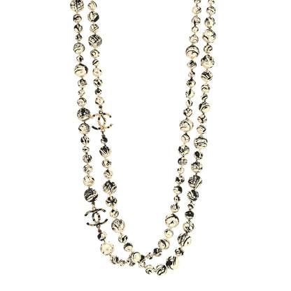 Chanel Pearl CC Graffiti Long Necklace Black Gold 1 of 4
