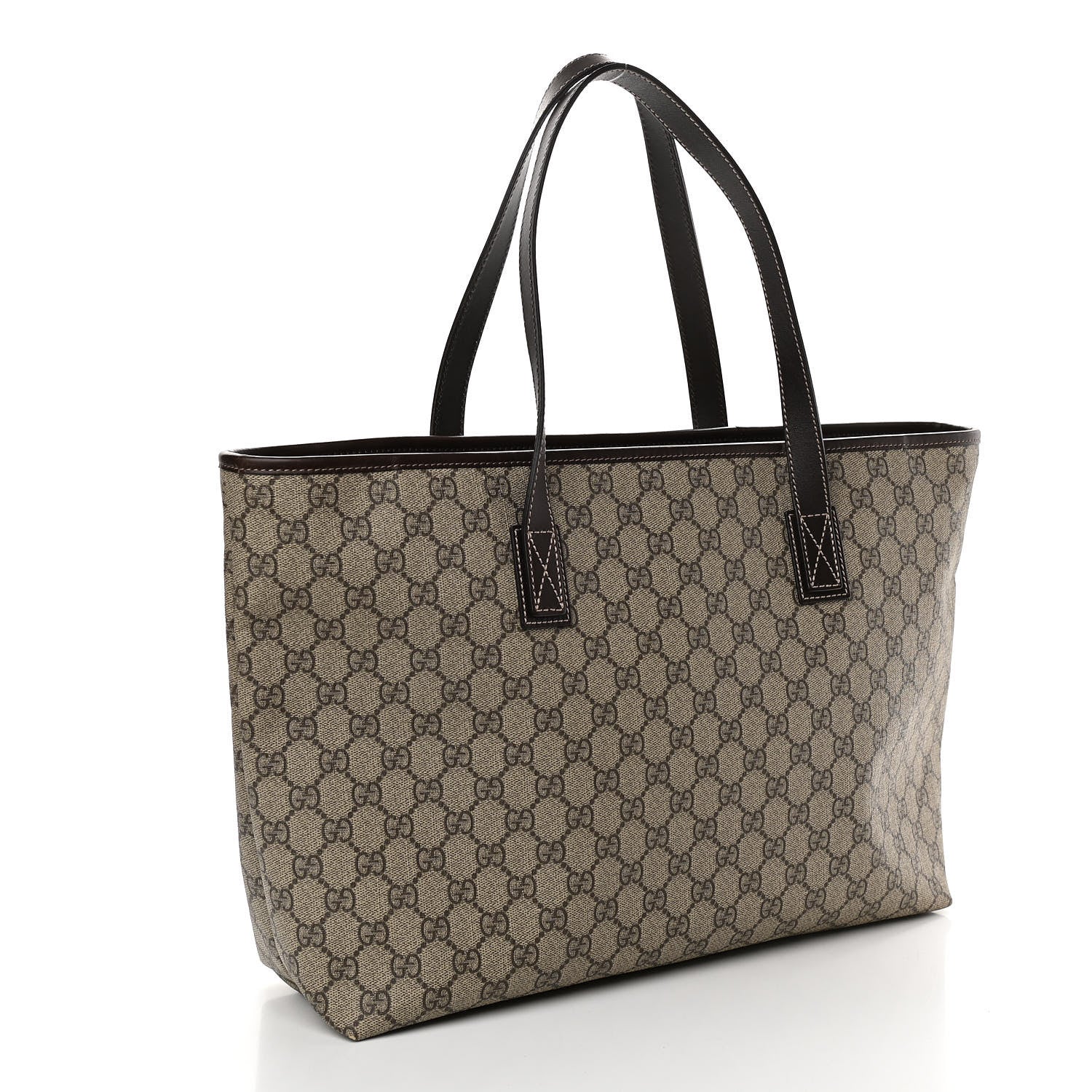 Gucci GG Supreme Monogram Medium Zippered Shopping Tote Dark Brown 3 of 11