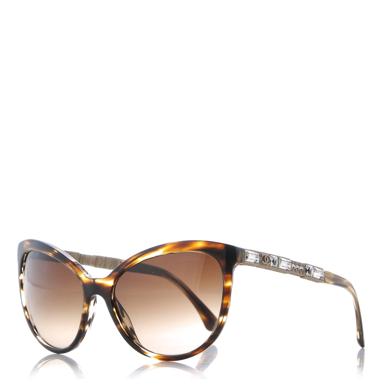 Crystal Baguette Cat Eye Bijou Sunglasses 5307-B Tortoise