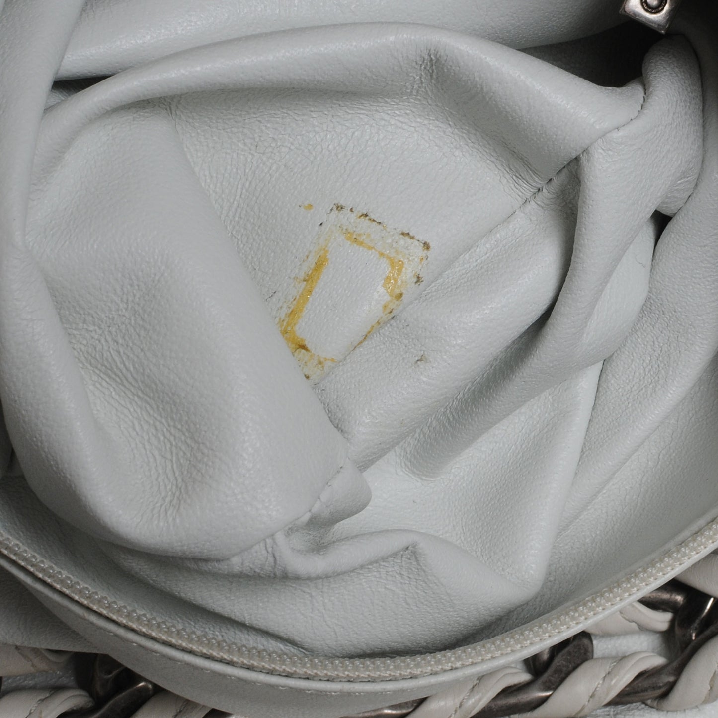 Leather Large Modern Chain Tote White