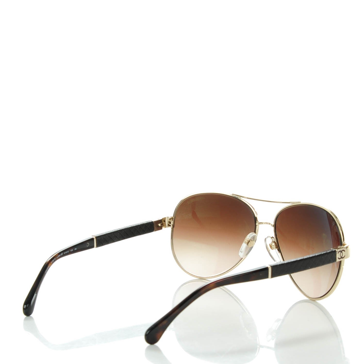 Chanel Lambskin Quilted CC Aviator Sunglasses 4195-Q Gold Brown 4 of 8