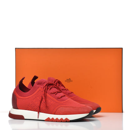 Hermes Knit Goatskin Womens Addict Sneakers 36 Rouge Bali 18 of 18