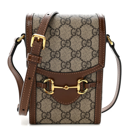 Gucci GG Supreme Monogram Mini Horsebit 1955 Crossbody Bag Beige Brown Sugar 1 of 10
