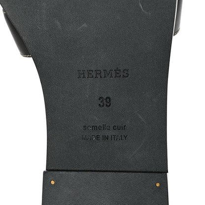 Hermes Box Calfskin Oran Sandals 39 Black 8 of 9