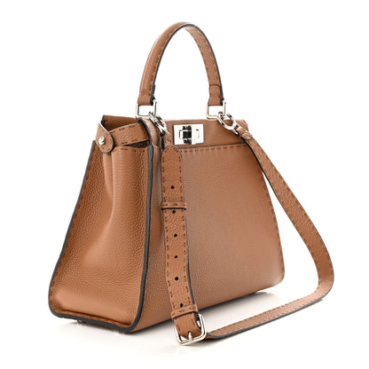 Fendi Cuoio Romano Selleria Bi-Color Medium Peekaboo Iconic Satchel Mou Deserto 3 of 11