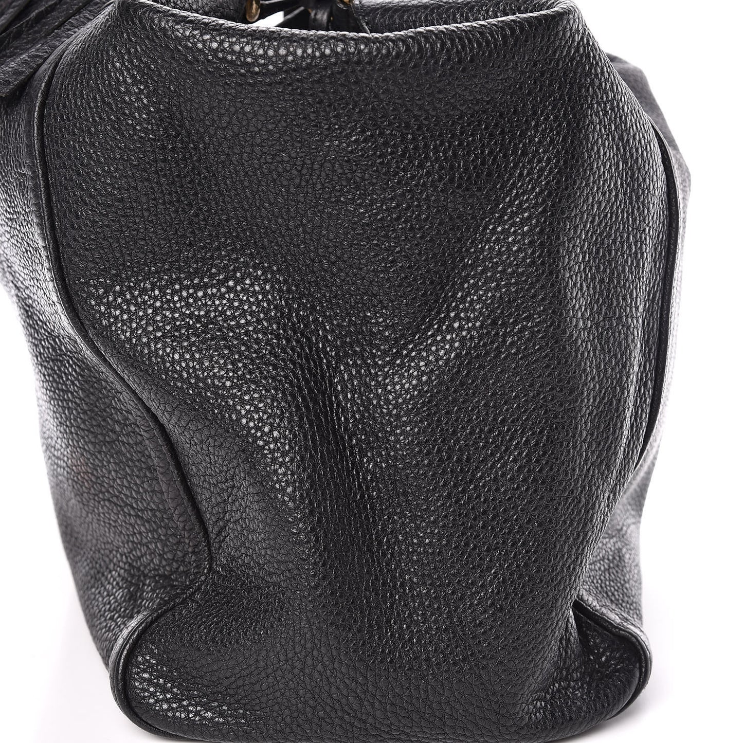 Pebbled Calfskin Large Soho Shoulder Bag Black