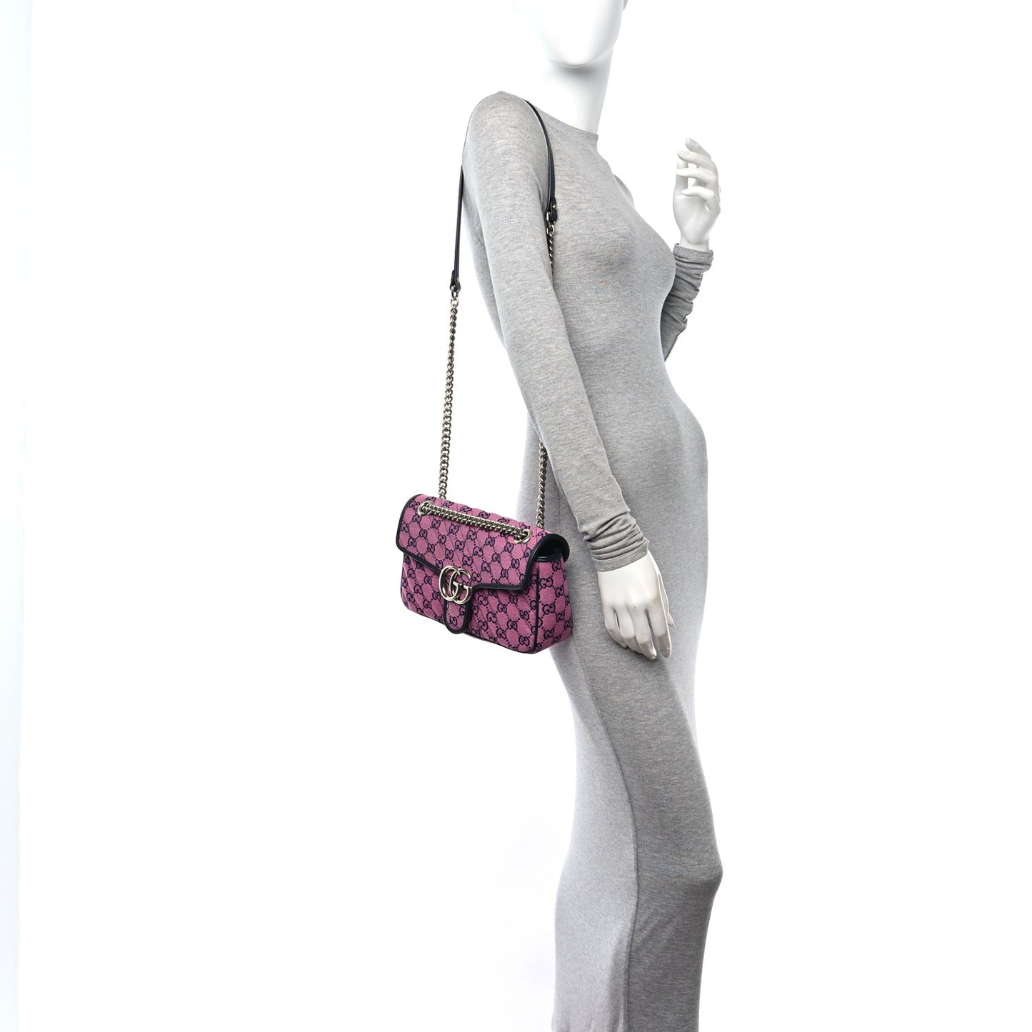 Monogram Multicolor Matelasse Diagonal Small GG Marmont Shoulder Bag Pink Blue