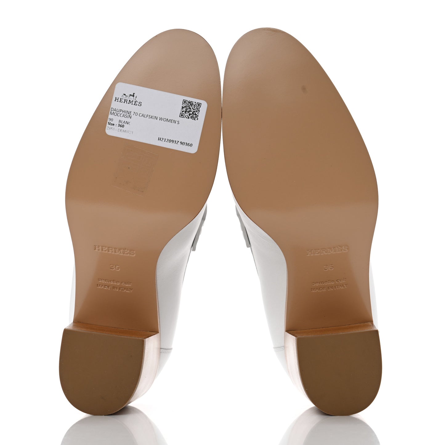 Calfskin Womens Dauphine 70 Moccasin Loafers 36 White
