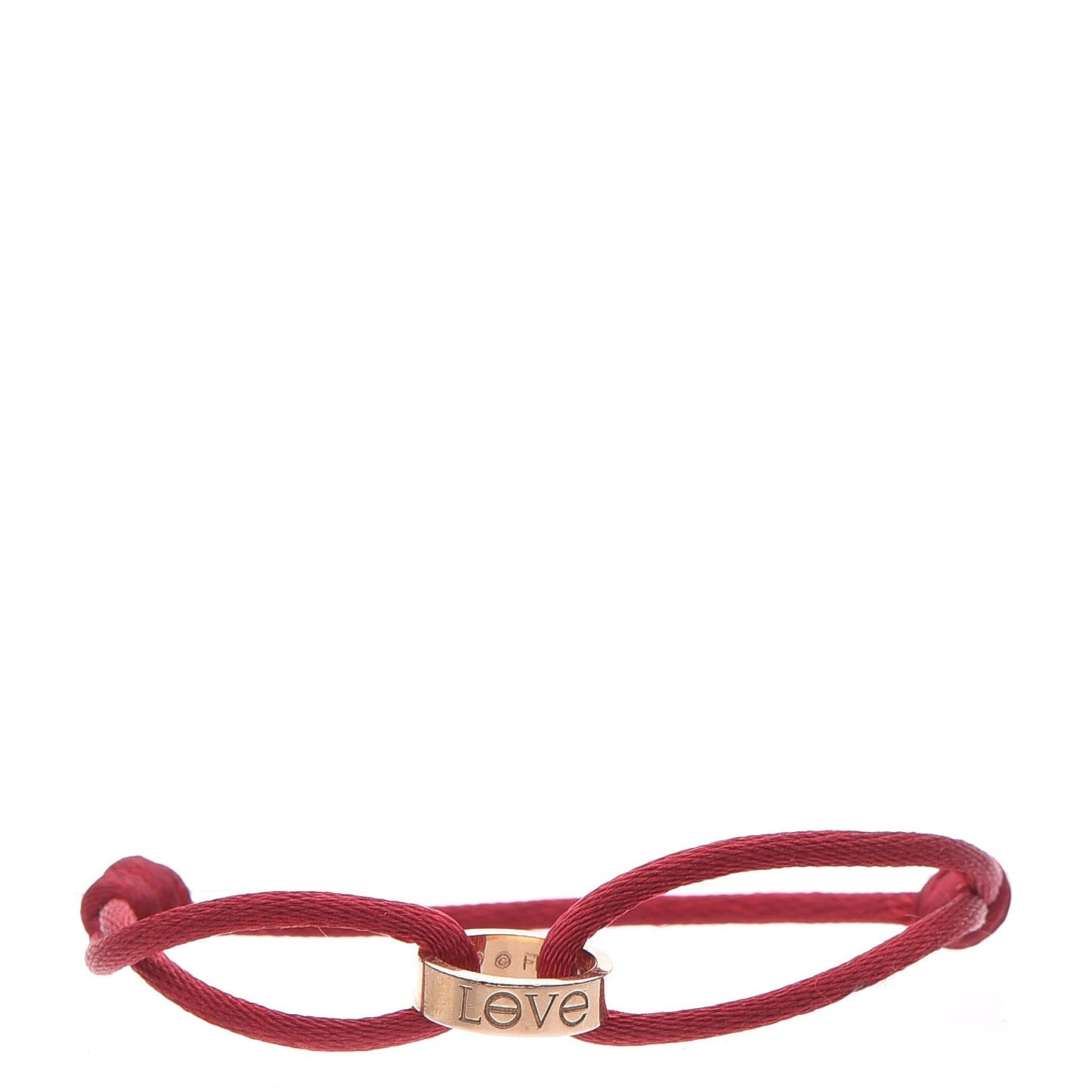 18K Pink Gold LOVE Adjustable Cord Bracelet Red