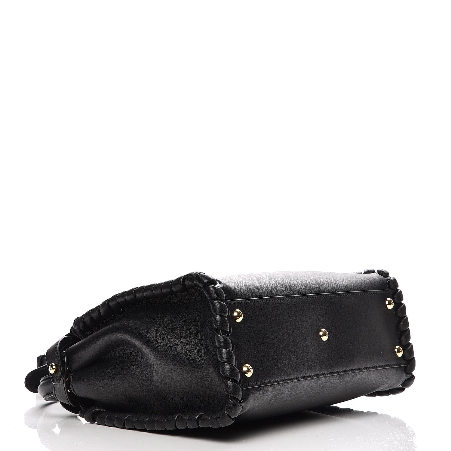 Fendi Vitello Seta Lace Up Medium Peekaboo Iconic Satchel Black 5 of 9