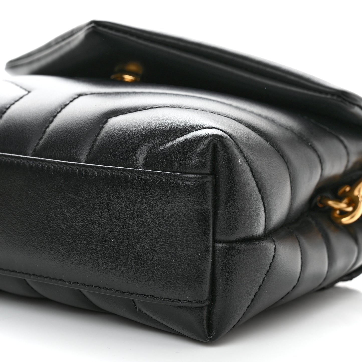 Calfskin Y Quilted Monogram Toy Loulou Crossbody Bag Black