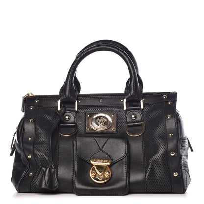 Versace Perforated Calfskin Madonna Satchel Black 1 of 12