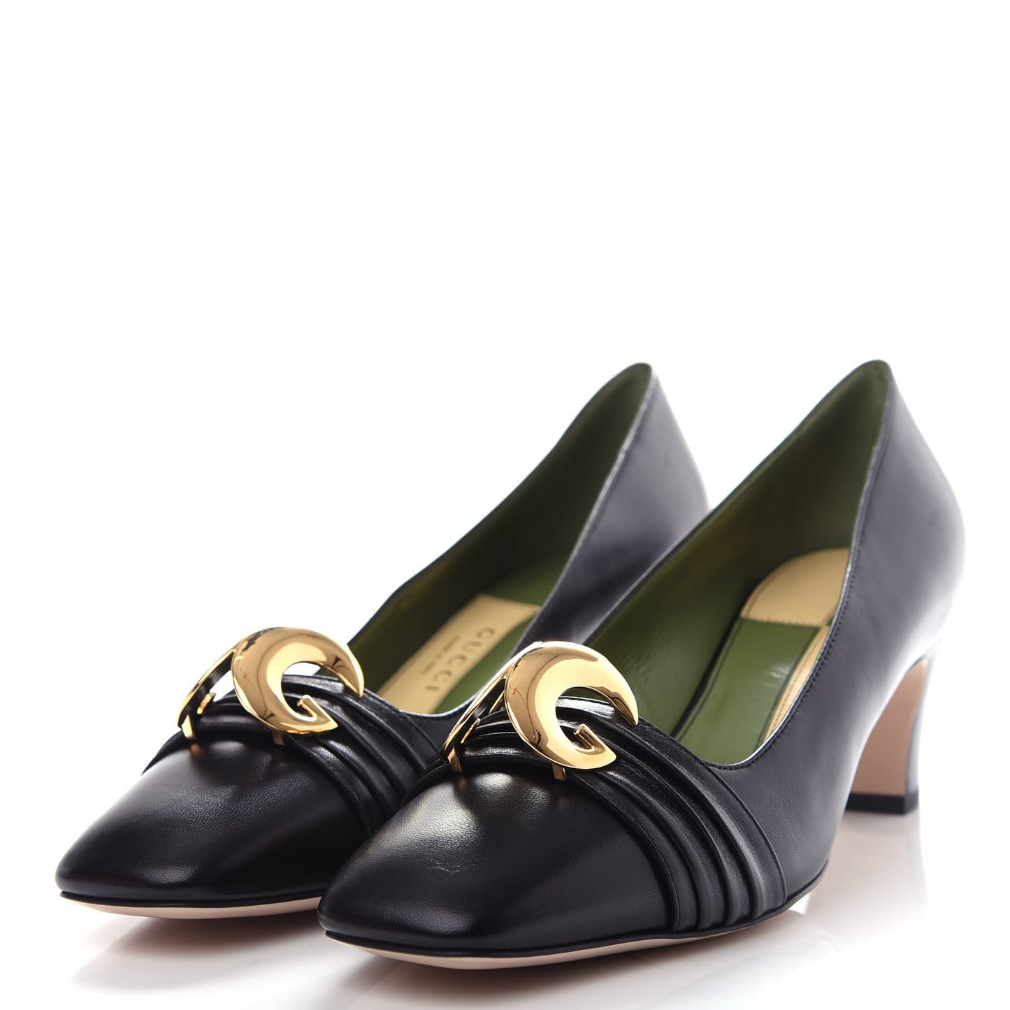 Malaga Kid Half Moon GG Square Toe Pumps 39 Black