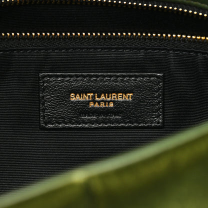 Saint Laurent Velvet Quilted Small Loulou Puffer Monogram Chain Satchel Kaki Musk 6 of 10