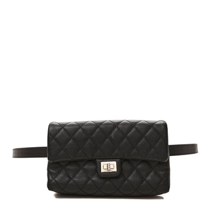 Chanel Grained Calfskin Quilted 2.55 Reissue Flap Belt Bag Clutch Black 1 of 9