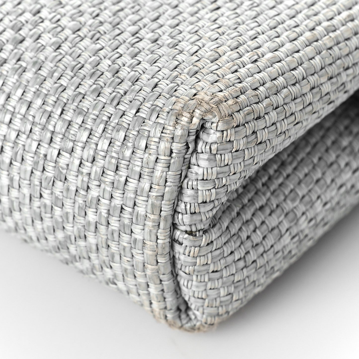 Woven Straw Raffia Deauville Cosmetic Pouch Grey