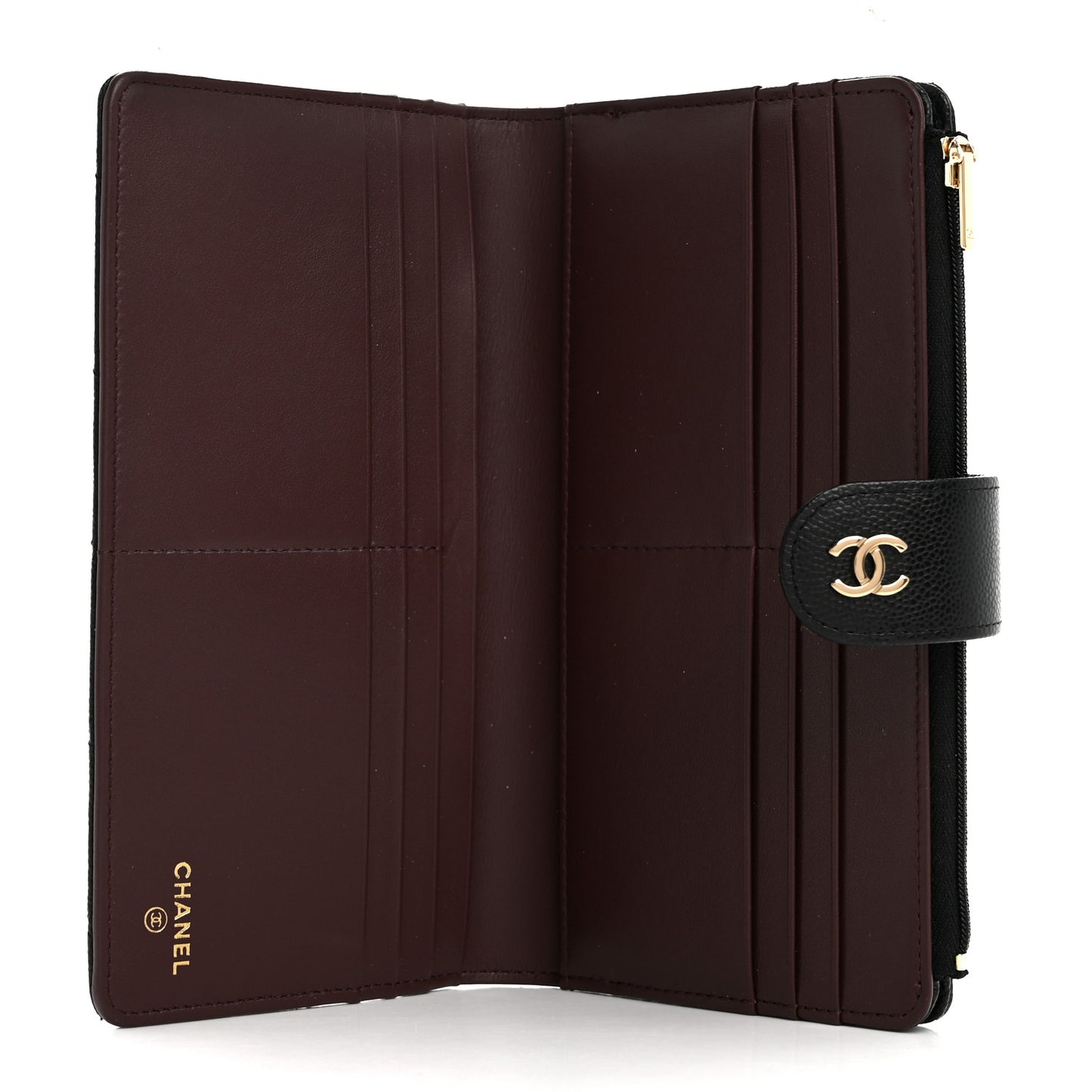 Caviar Quilted Long Zip Wallet Black