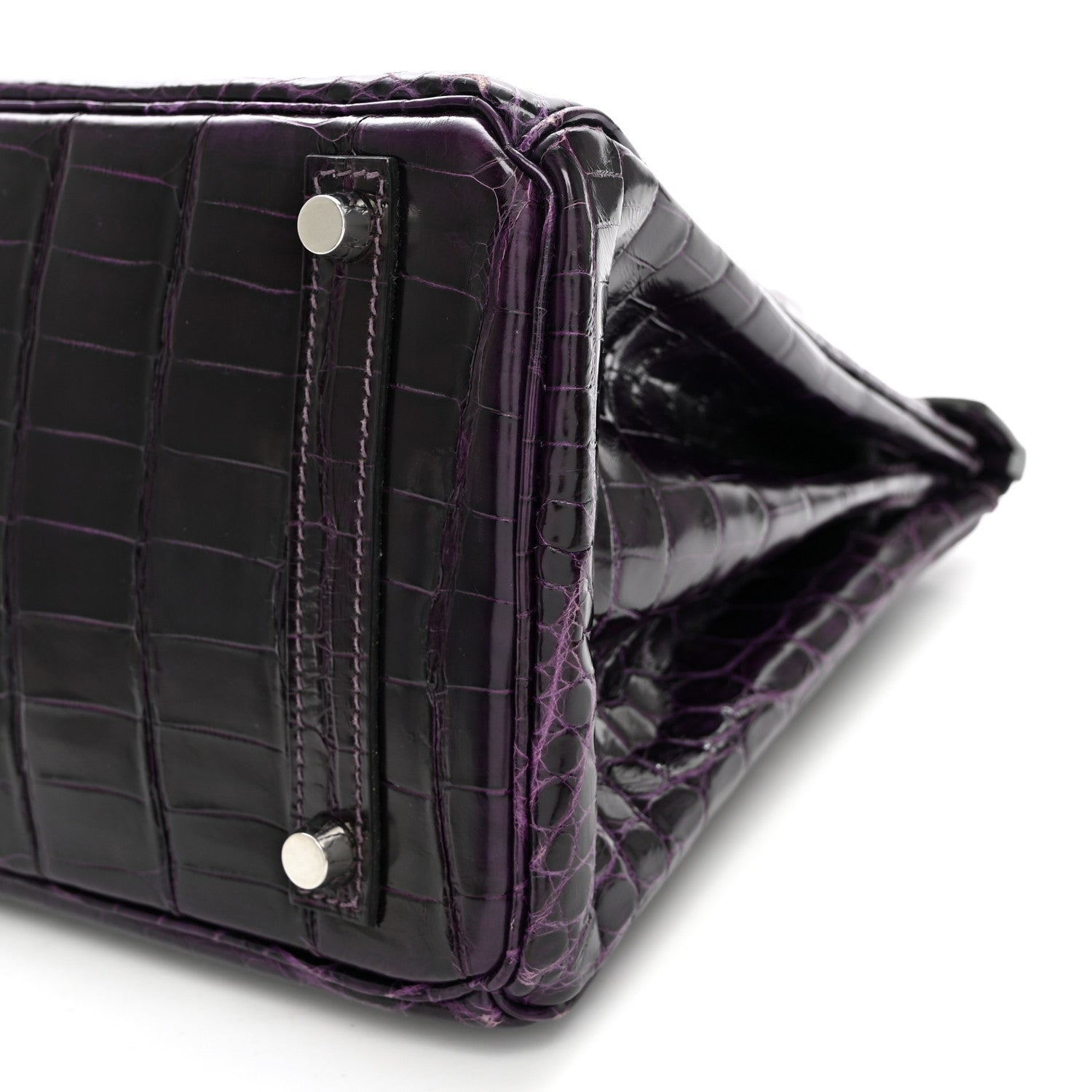 Hermes Shiny Niloticus Crocodile Birkin 30 Amethyst 10 of 18