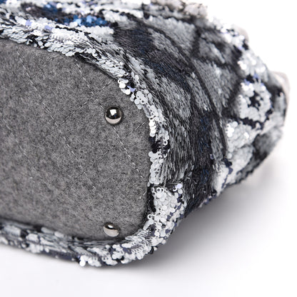 Chanel Sequin Wool Drawstring Bag Silver Blue Grey 9 of 9