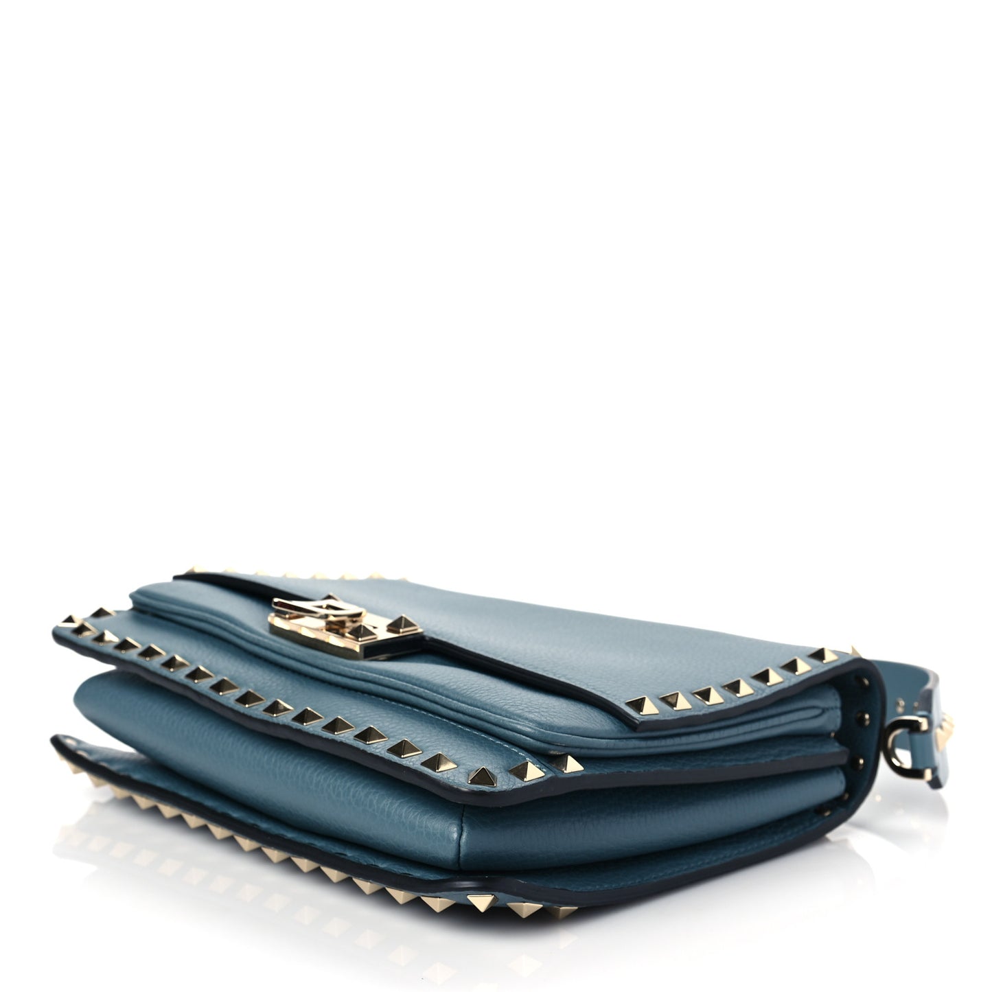 Grainy Calfskin Rockstud Flap Crossbody Bag Amadeus