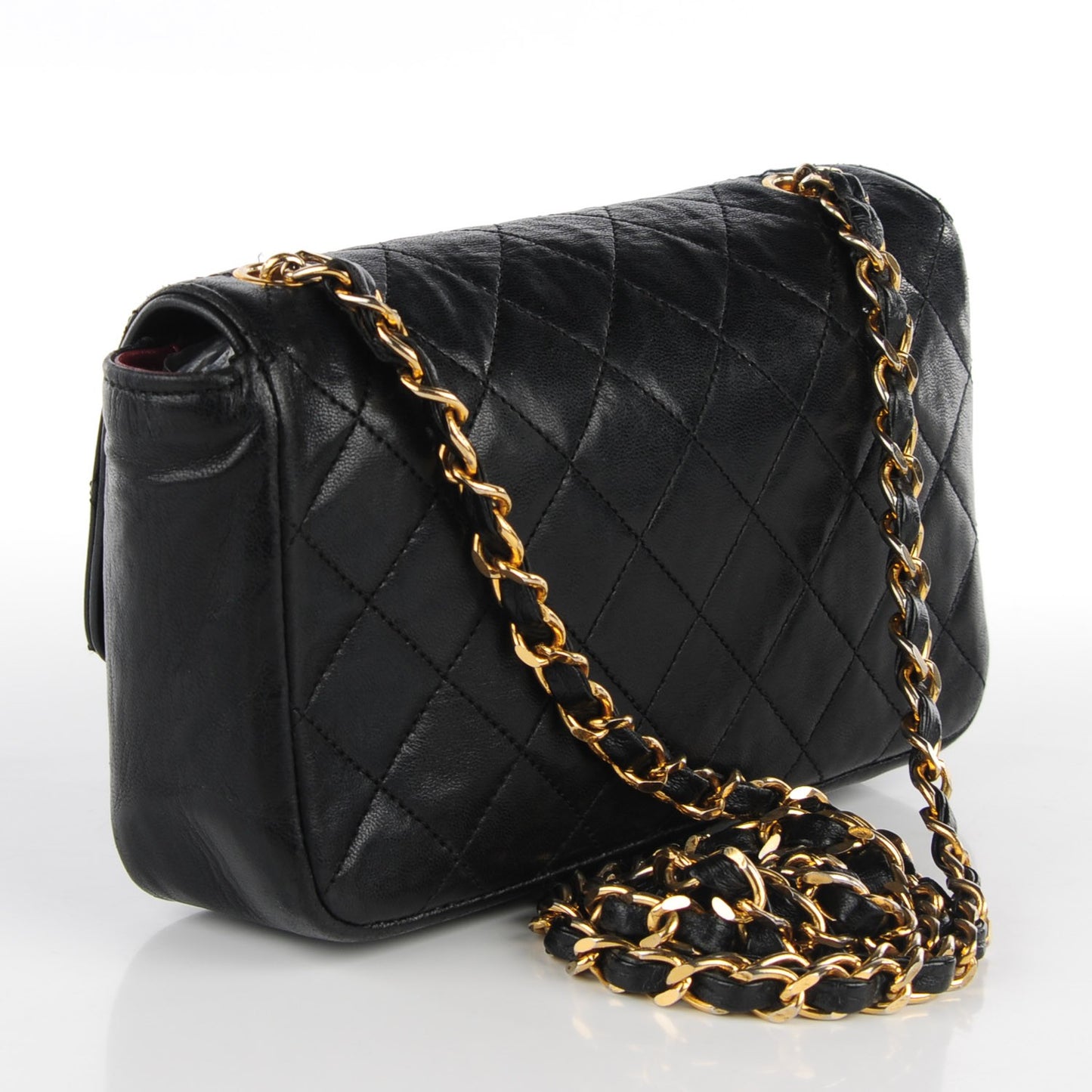Lambskin Quilted Mini Rectangular Flap Black