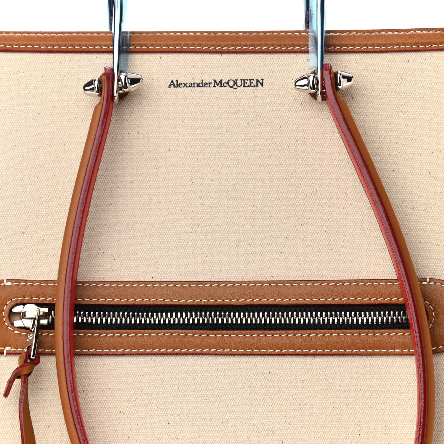 Alexander McQueen Canvas The Tall Story Shoulder Bag Natural Tan 7 of 9