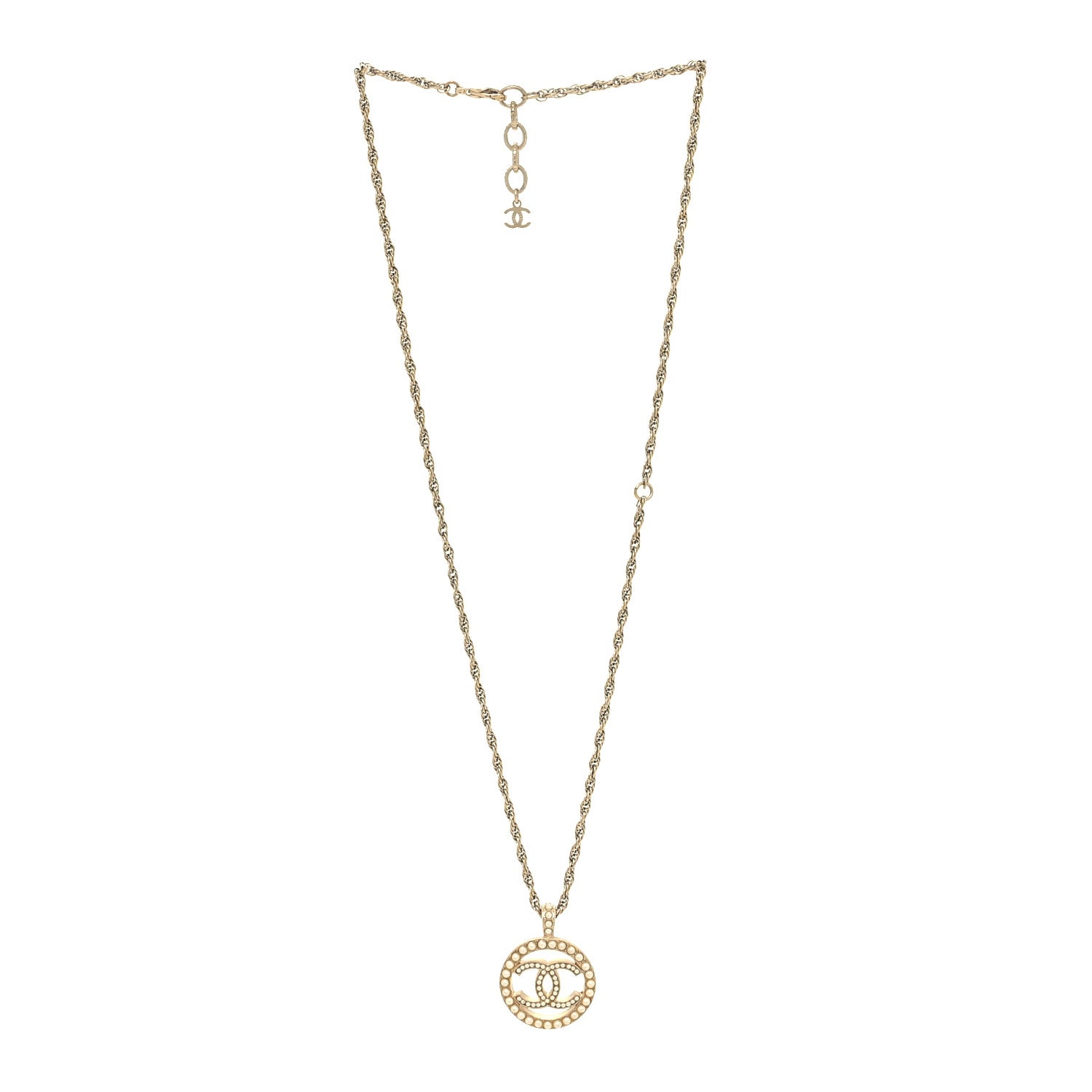 Chanel Pearl CC Round Pendant Necklace Gold 3 of 6