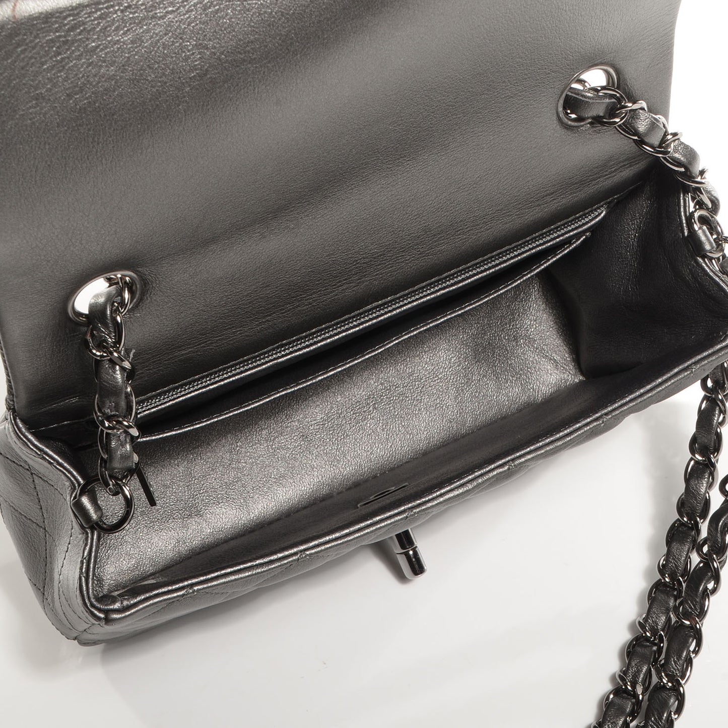 Lambskin Mini Rectangular Flap Anthracite