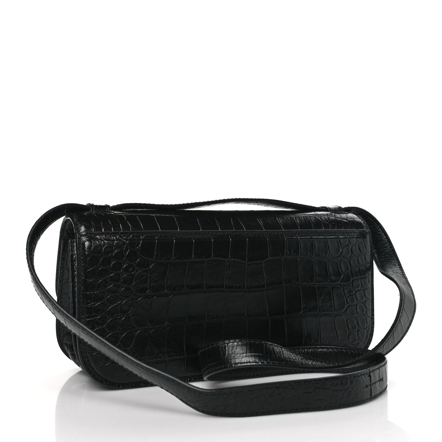 Extra Supple Calfskin Crocodile Embossed Small Gossip Bag Black