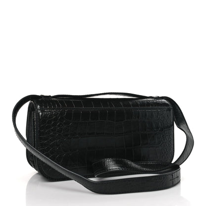 Balenciaga Extra Supple Calfskin Crocodile Embossed Small Gossip Bag Black 3 of 8