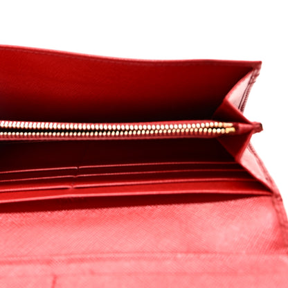 Prada Saffiano Metal Continental Flap Wallet Fuoco 6 of 9