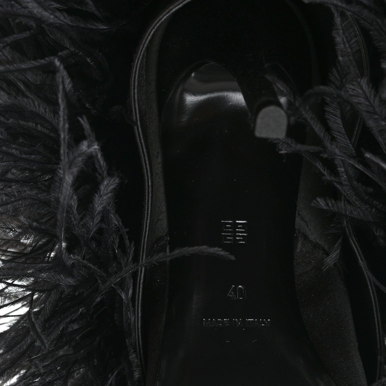 Givenchy Satin Ostrich Feather Shark Lock Ankle Boots 40 Black 7 of 8