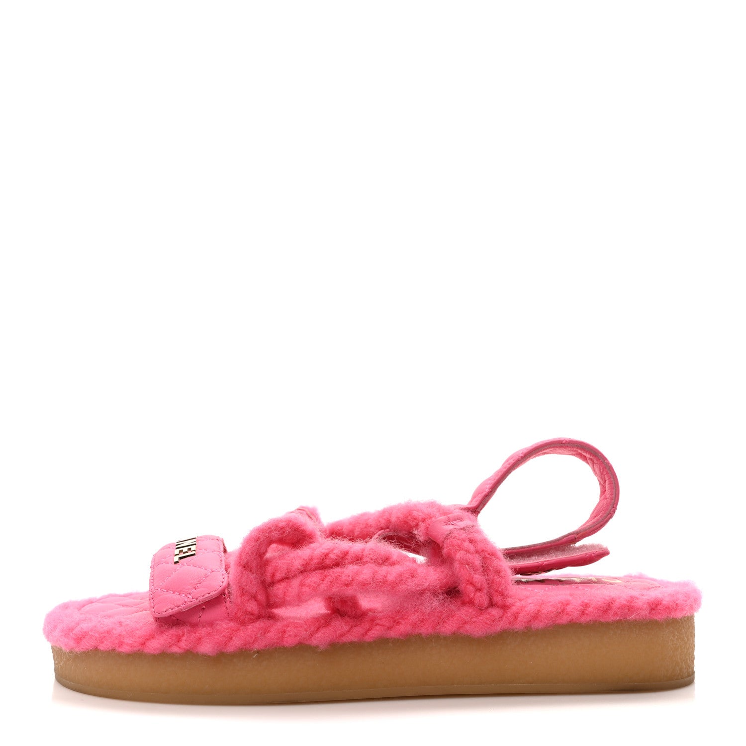 Chanel Cord Lambskin Quilted Logo Sandals 37 Pink 1 of 8