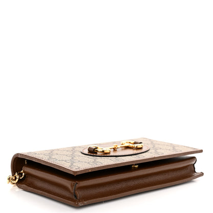 Gucci GG Supreme Monogram Azalea Calfskin Horsebit 1955 Wallet On Chain Beige Ebony Brown Sugar 4 of 11